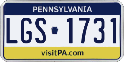 PA license plate LGS1731