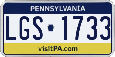 PA license plate LGS1733