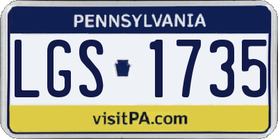 PA license plate LGS1735