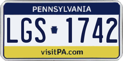 PA license plate LGS1742