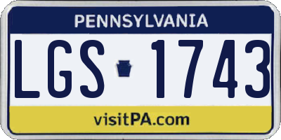 PA license plate LGS1743