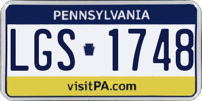 PA license plate LGS1748
