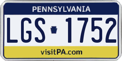 PA license plate LGS1752