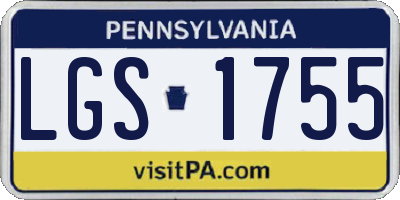 PA license plate LGS1755