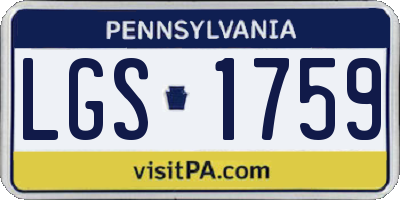 PA license plate LGS1759