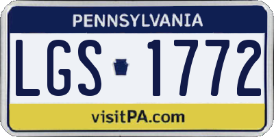 PA license plate LGS1772