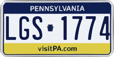 PA license plate LGS1774