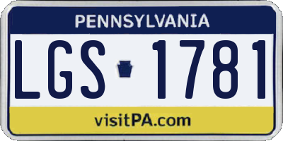 PA license plate LGS1781
