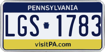 PA license plate LGS1783