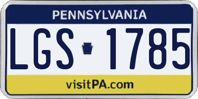 PA license plate LGS1785