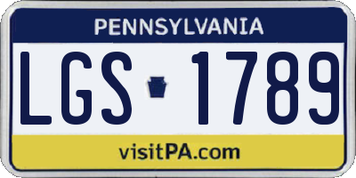 PA license plate LGS1789