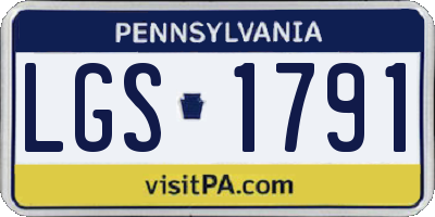 PA license plate LGS1791