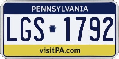 PA license plate LGS1792