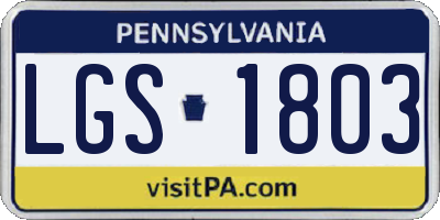 PA license plate LGS1803