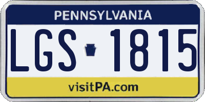 PA license plate LGS1815