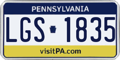 PA license plate LGS1835