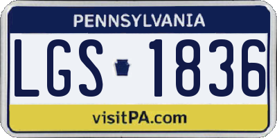 PA license plate LGS1836