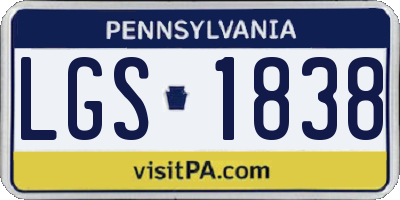 PA license plate LGS1838