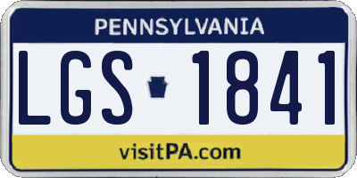 PA license plate LGS1841