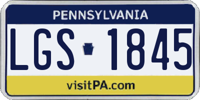 PA license plate LGS1845