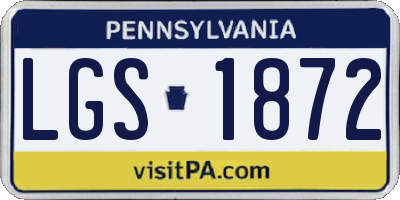 PA license plate LGS1872
