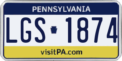 PA license plate LGS1874