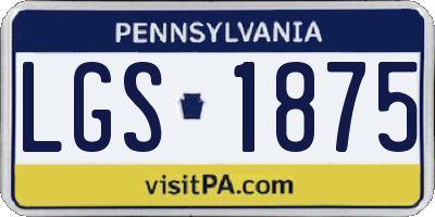 PA license plate LGS1875