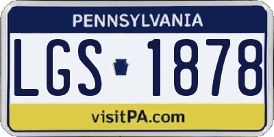 PA license plate LGS1878
