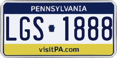 PA license plate LGS1888