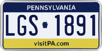 PA license plate LGS1891