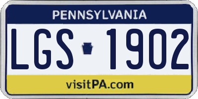 PA license plate LGS1902