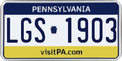 PA license plate LGS1903