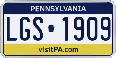 PA license plate LGS1909
