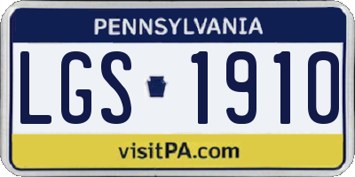 PA license plate LGS1910