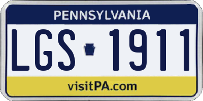 PA license plate LGS1911