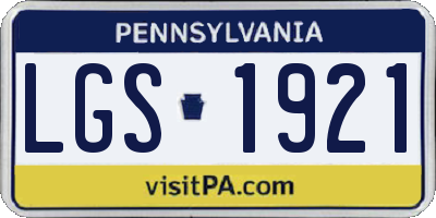 PA license plate LGS1921