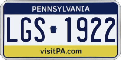 PA license plate LGS1922
