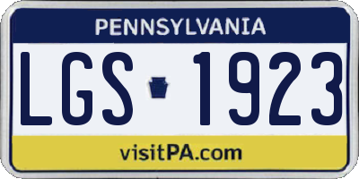 PA license plate LGS1923