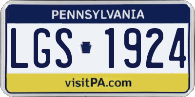 PA license plate LGS1924