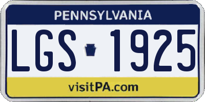PA license plate LGS1925