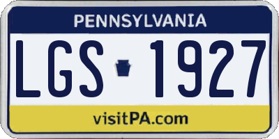 PA license plate LGS1927