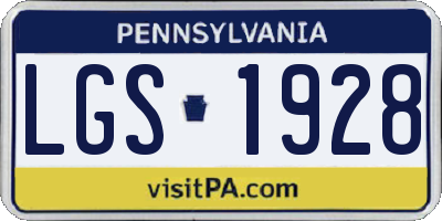 PA license plate LGS1928