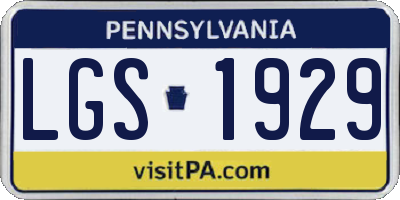 PA license plate LGS1929