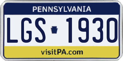 PA license plate LGS1930