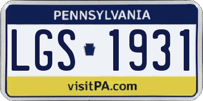 PA license plate LGS1931