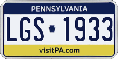 PA license plate LGS1933