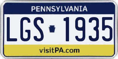 PA license plate LGS1935
