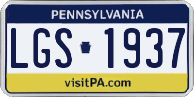 PA license plate LGS1937