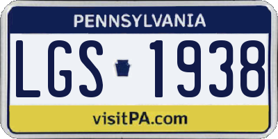 PA license plate LGS1938