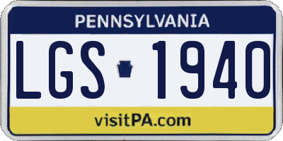 PA license plate LGS1940